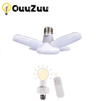 220v 110v e27 led bulb light fan blade timing lamp 28w with remote controller foldable led light bulb lampada for home ceiling
