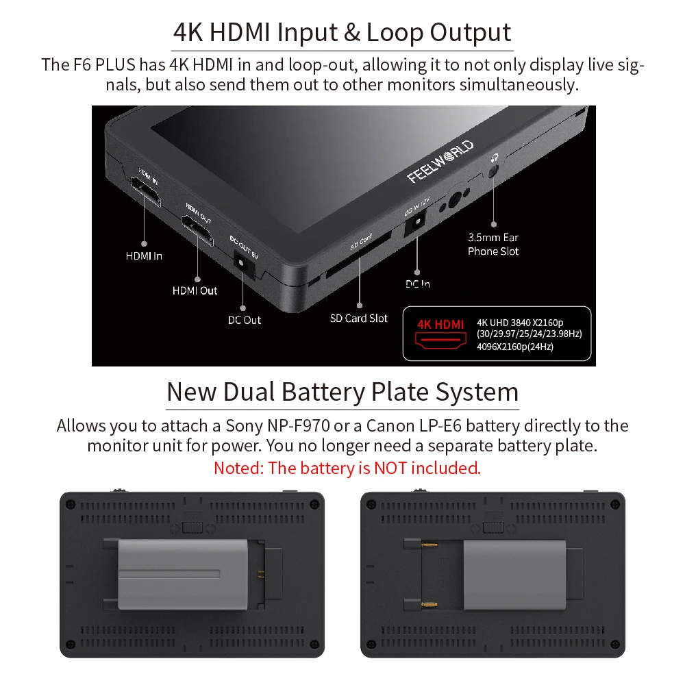 Монитор FEELWORLD F6 PLUS 4K 5 дюйма IPS FHD 1920x1080 |