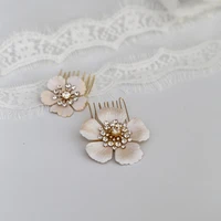 simple floral wedding comb hair pins rhinestone jewelry fashion bridal headpiece women hair ornament