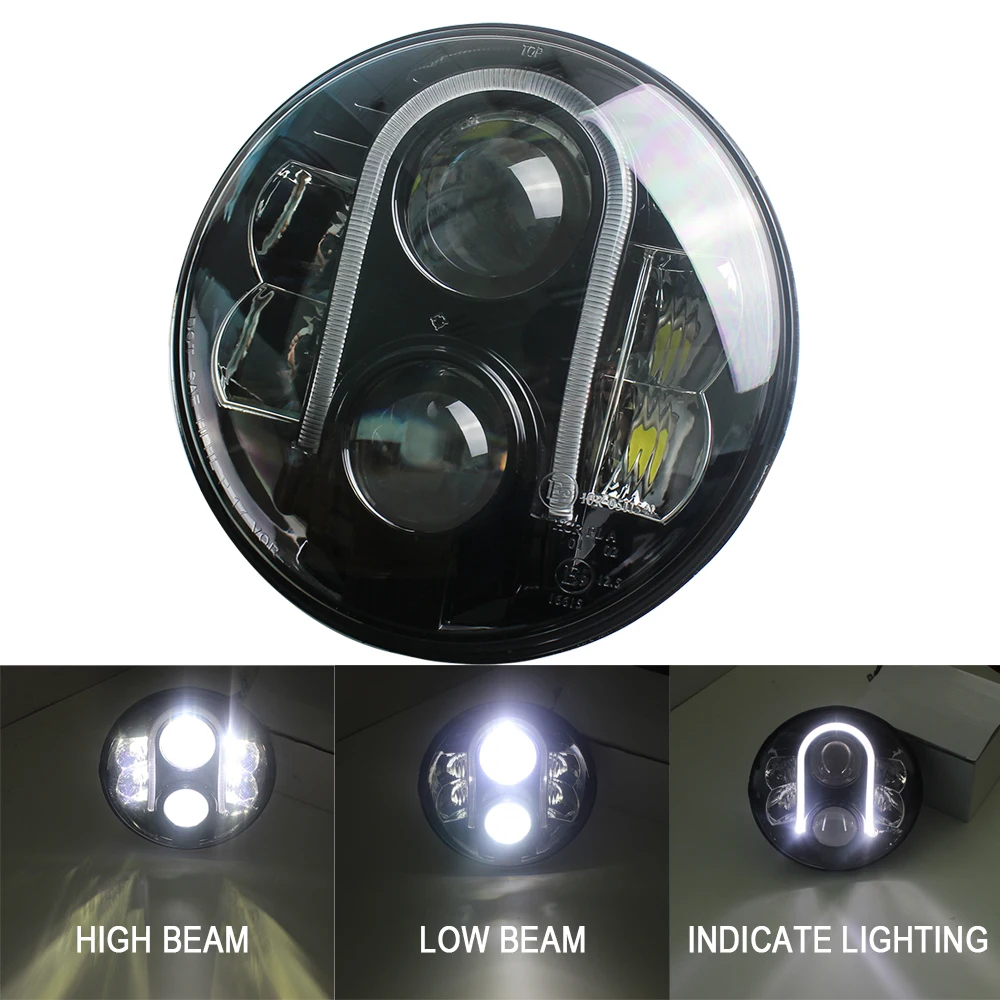 DOT E mark ECE Approved 7 Inch Round LED Headlight 48W 4450lm Hi Low beam For bike Jeep Wrangler H6024 7" Headlamp |
