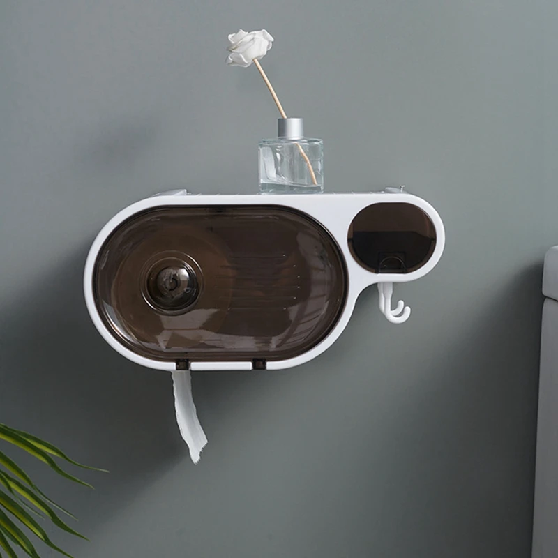 

Multifunctional Free Punching Tissue Box Toilet Paper Holder Plastic Storage Box Toilet Waterproof For Bathroom