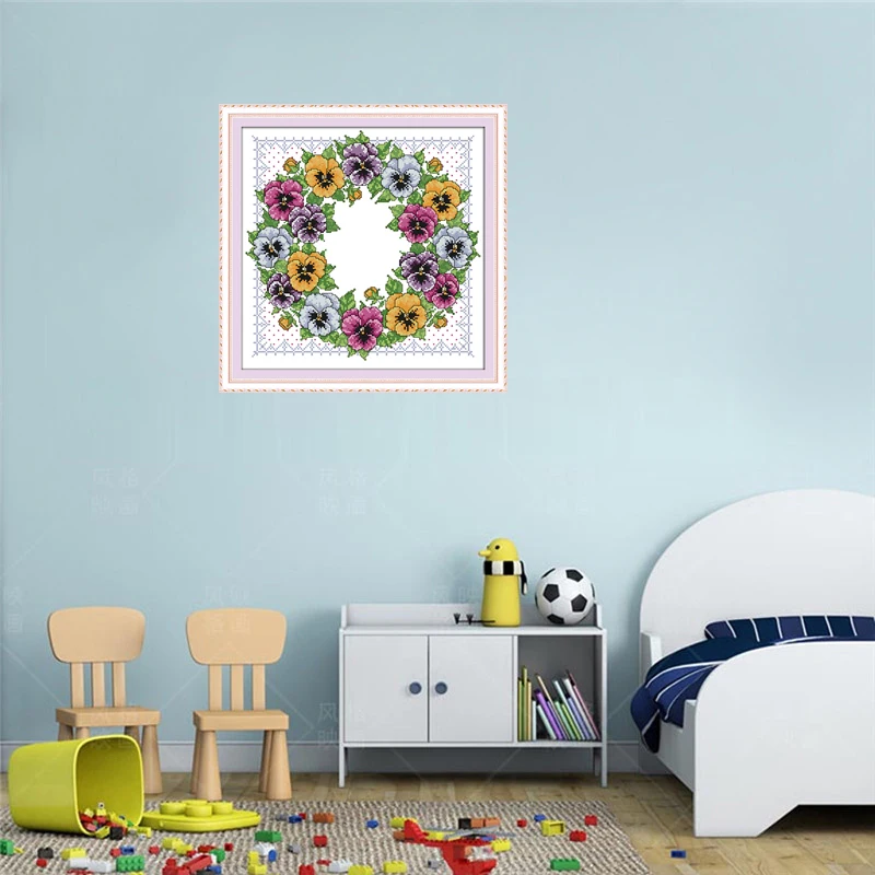 Набор для вышивки с цветочным принтом Joy Sunday Pansy Wreath наборы крестиком 11 и 14 карат