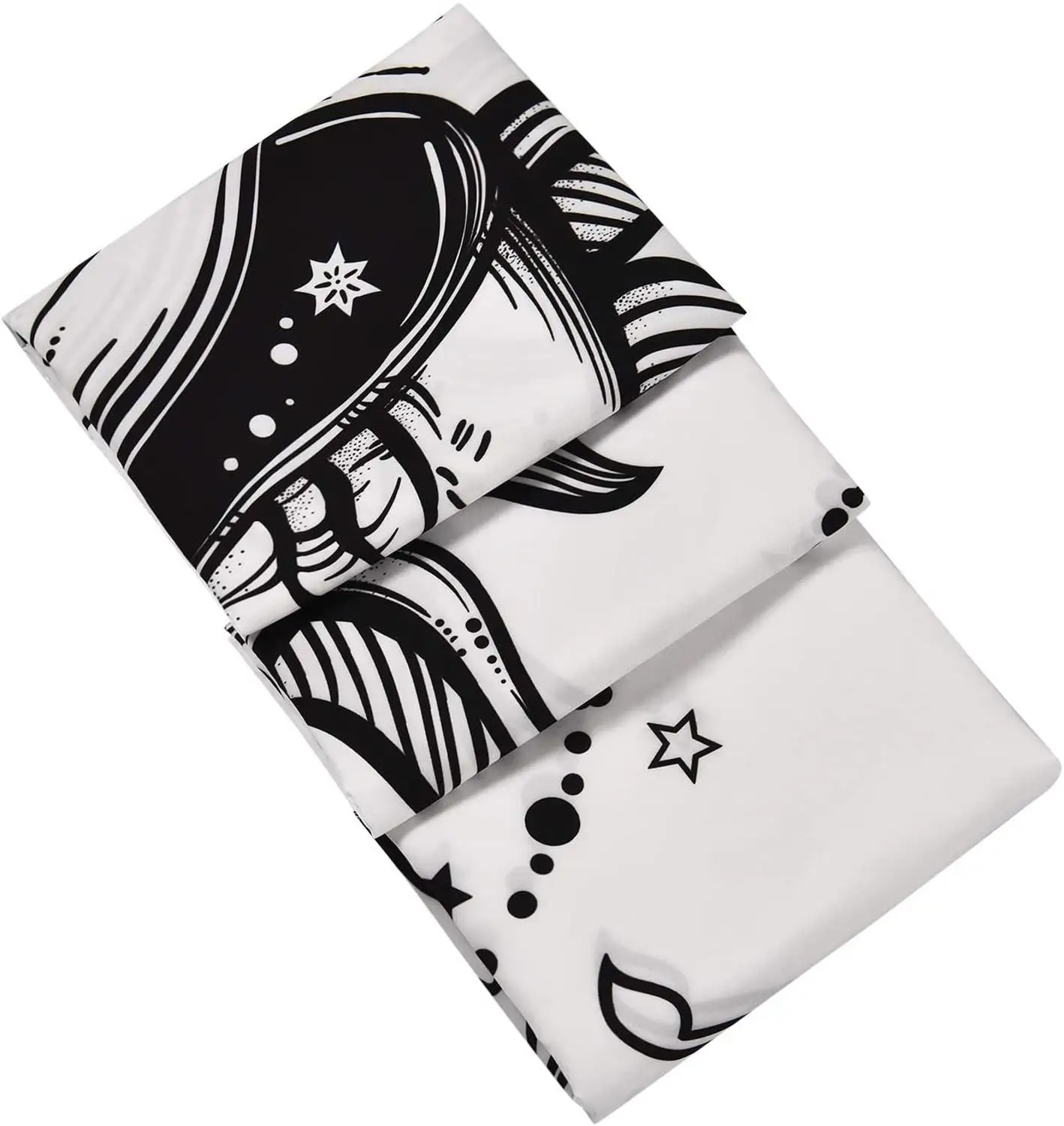 

LUCKYYJ Sun and Moon Tapestry Black and White Tapestry Psychedelic Fractal Faces Tapestry Wall Hanging, Durable Easy to Hanging