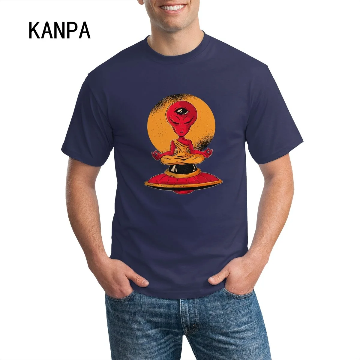 Мужская хлопковая футболка с изображением инопланетянина коротким рукавом