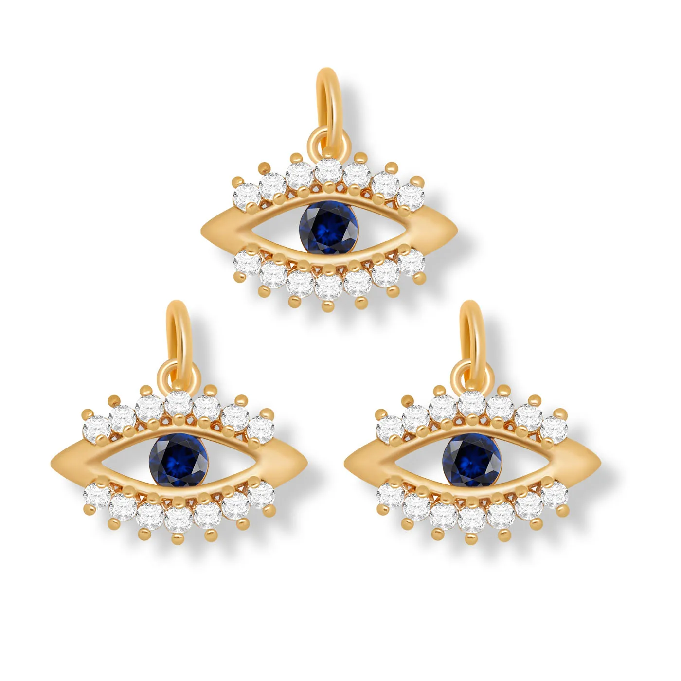 

AAA Cubic Zirconia Stones Blue Evil Eye Pendant For Necklace Earrings Makings Gold-plated Brass CZ Zircon Jewelry Findings Gift