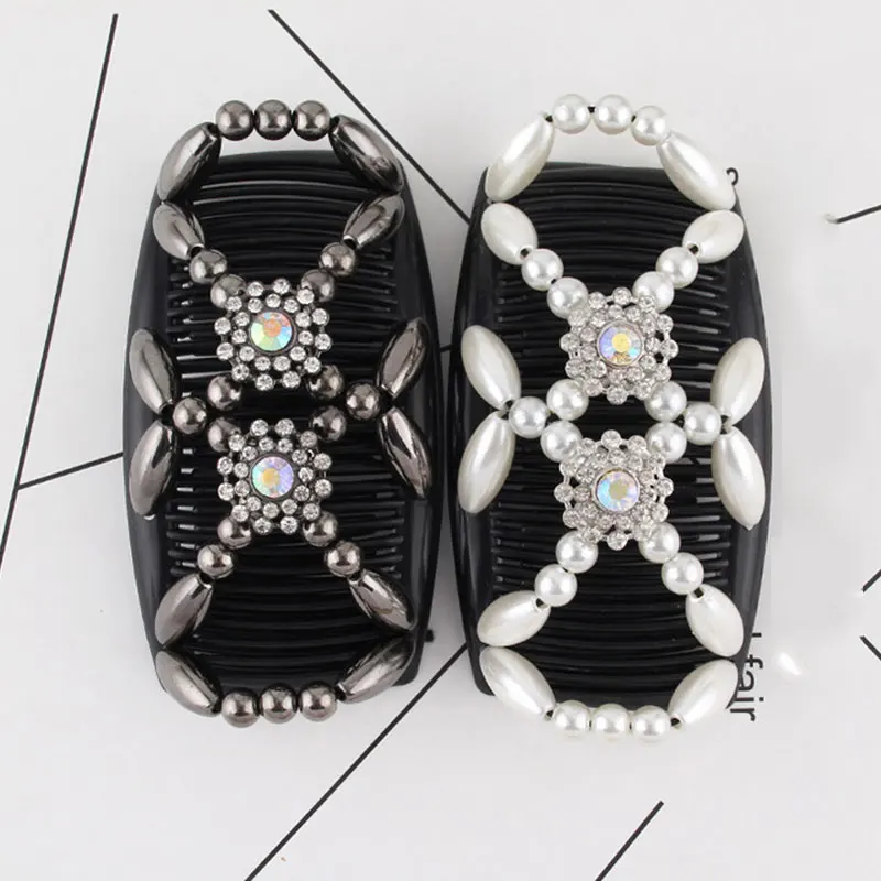 

Hair Bun Maker Clips Double Row Insert Comb Plastic Beaded Change Hair Comb Magic Donut Hair Comb Insert False Hair Accessories