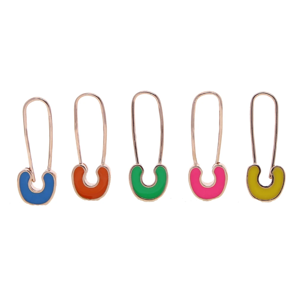 

Neon Enamel Safety Pin Earring For Women Blue Pink Orangle Yellow Green Colorful Women Jewelry