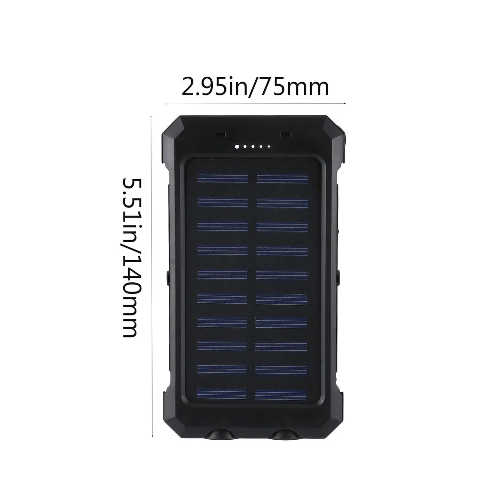 

DIY Solar Power Bank Case 2 USB Ports External Charger Powerbank Case for Emergency Outdoor Camping Travel with Compass