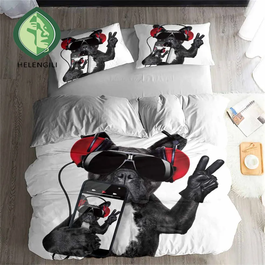 

3d-комплект постельного белья HELENGILI, пододеяльник с принтом собаки, реалистичное постельное белье с наволочкой, детская кровать # DOG01