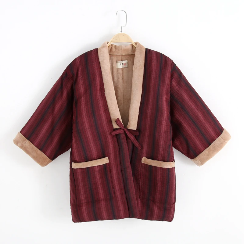 Haori зимние женские традиционные японские кимоно хлопковая куртка Япония Винтаж