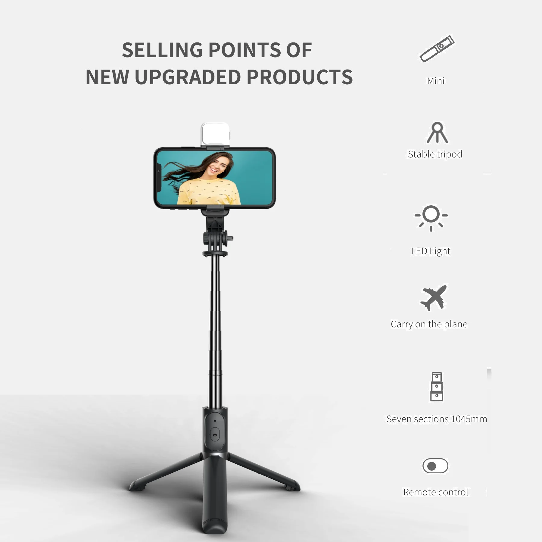 

FANGTUOSI NEW Wireless bluetooth selfie tripod Monopod with fill light remote shutter For IOS Android phone