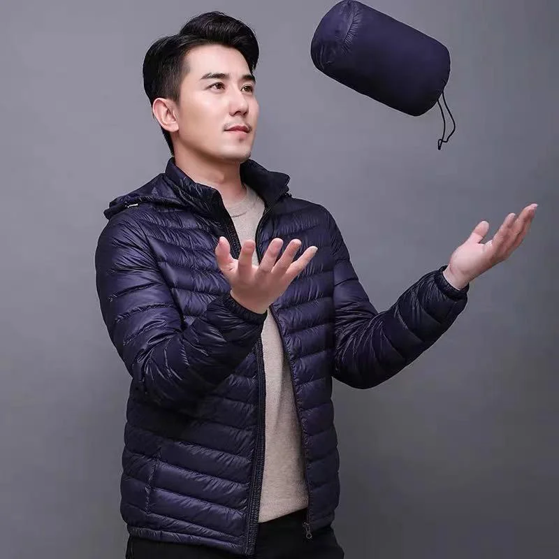 2022 Winter Fashion Brand Ultra Light Duck Down Jacket Mens Korean Streetwear Feather Coats Stand Collar Warm Men Clothes