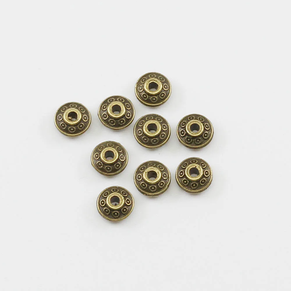 Antique Bronze 50 шт./лот 6 мм цвета: золотистый, серебристый античная бронза с покрытием Spacer бисера конический узор свободные DIY Винтаж бисерные украшения для изготовления ювелирных изделий - Цвет: Antique Bronze
