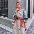 Женская ветровка средней длины, куртка в британском стиле, Новинка весна-осень 2021, комбинированное контрастное Свободное пальто в Корейском стиле, куртка