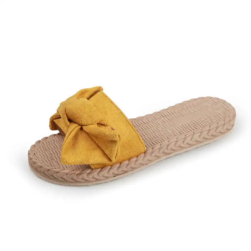 

Leisure Slippers Women's Wear Bow Beef Tendon Flat Soft Non-Slip Maternity Beach Slippers Woman House Slippers Womens Shoes