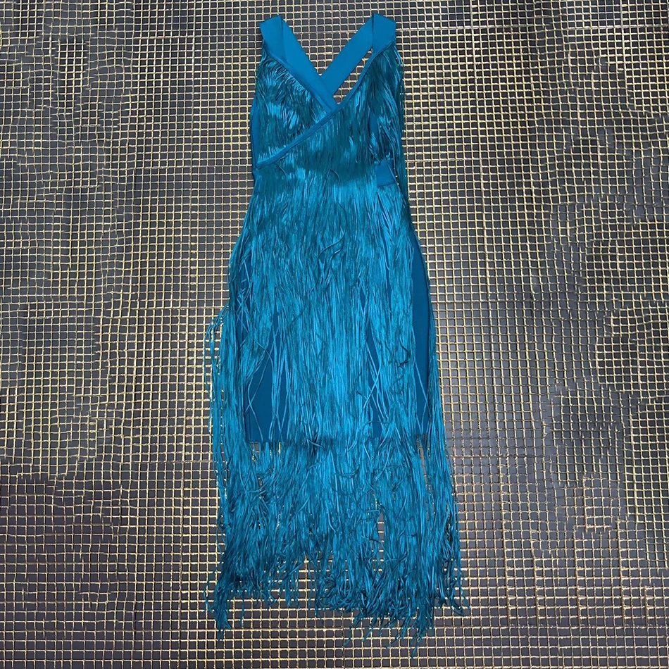 

2020 New Women Elegant blue halter v neck sleeveless Vestido Celebrity Evening Party Bodycon Bandage Dresses wholesale