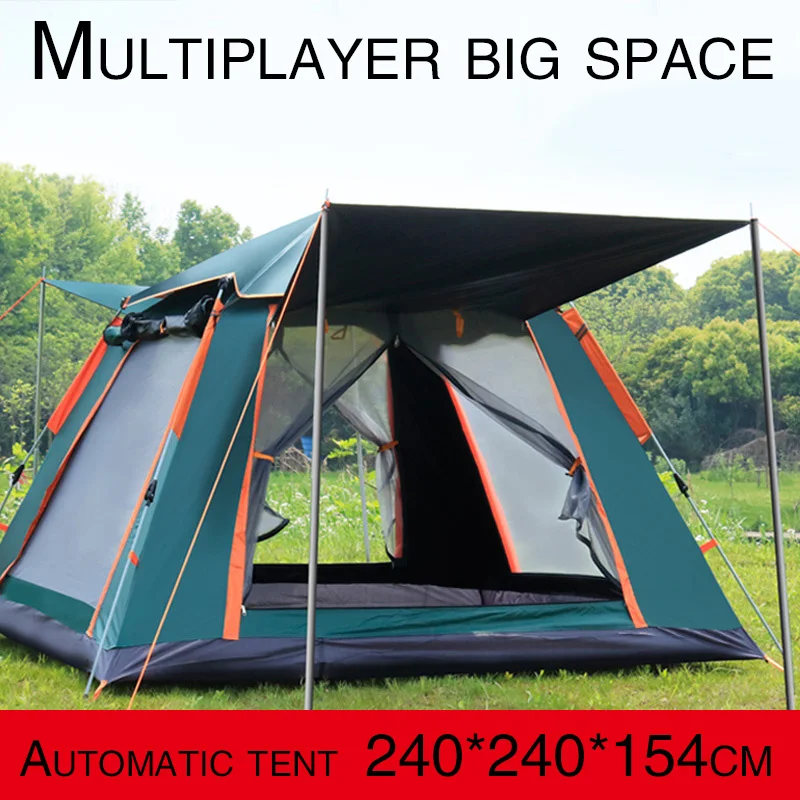 5-6 Person Outdoor Automatic Quick Open Tent Rainfly Waterproof Camping Tent Family Outdoor Instant Setup Tent with Carring Bag