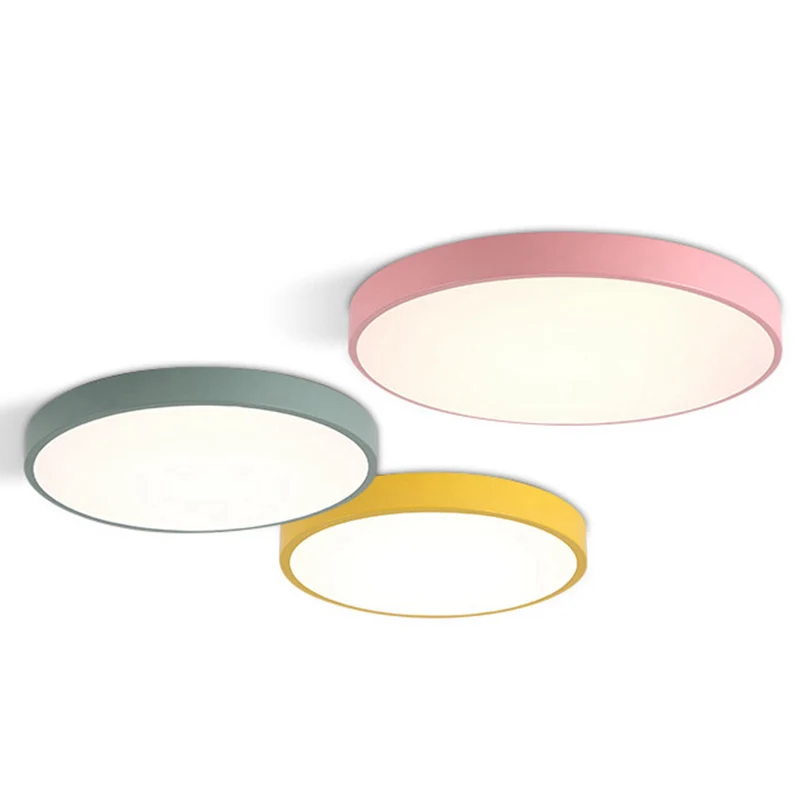 Modern Simple Promotion Macaron Ceiling Light Round Colors Iron Acrylic Lampshade Kids Room Ceiling Lamp LED Lighting Fixture macarons ceiling lamps rose colors metal lamp body acrylic lamp shade colorful post modern ceiling light led lighting fixture