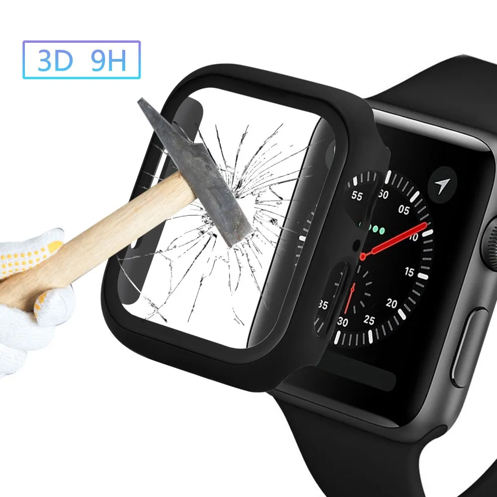 360 Полное Защитное стекло для Apple Watch серии 5 4 3 2 1 матовый пластиковый бампер рамка