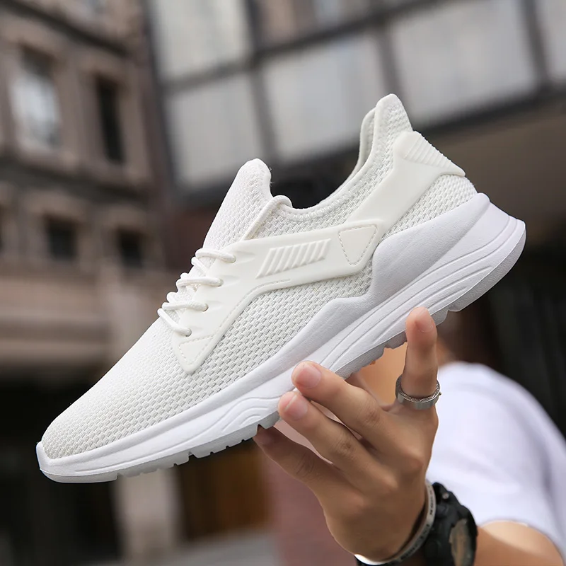 

Hot Sale White Sport Men's Running Shoes School Comfortable Men's Flat Shoes Outdoor Jogging Non-slip Men's Vulcanized Shoes