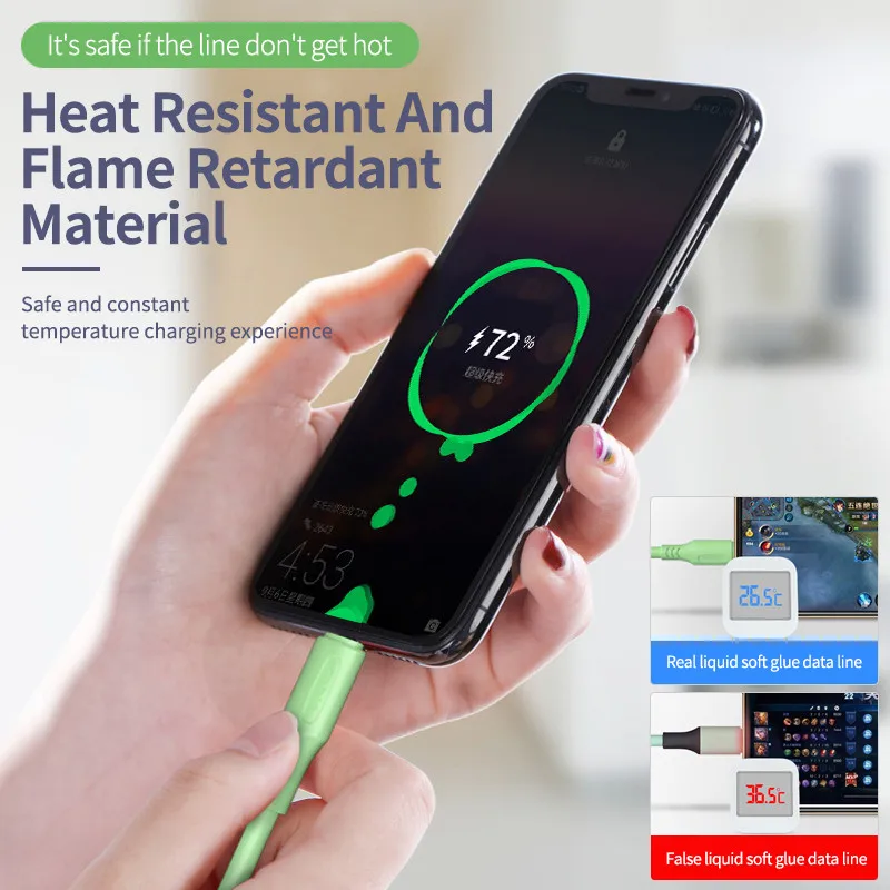 OLAF 3A 2 м Жидкий USB Type C кабель быстрая зарядка мобильный телефон зарядное