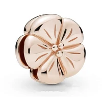 genuine 925 sterling silver charm rose gold reflexions classic flower clip beads fit pan bracelet bangle diy jewelry