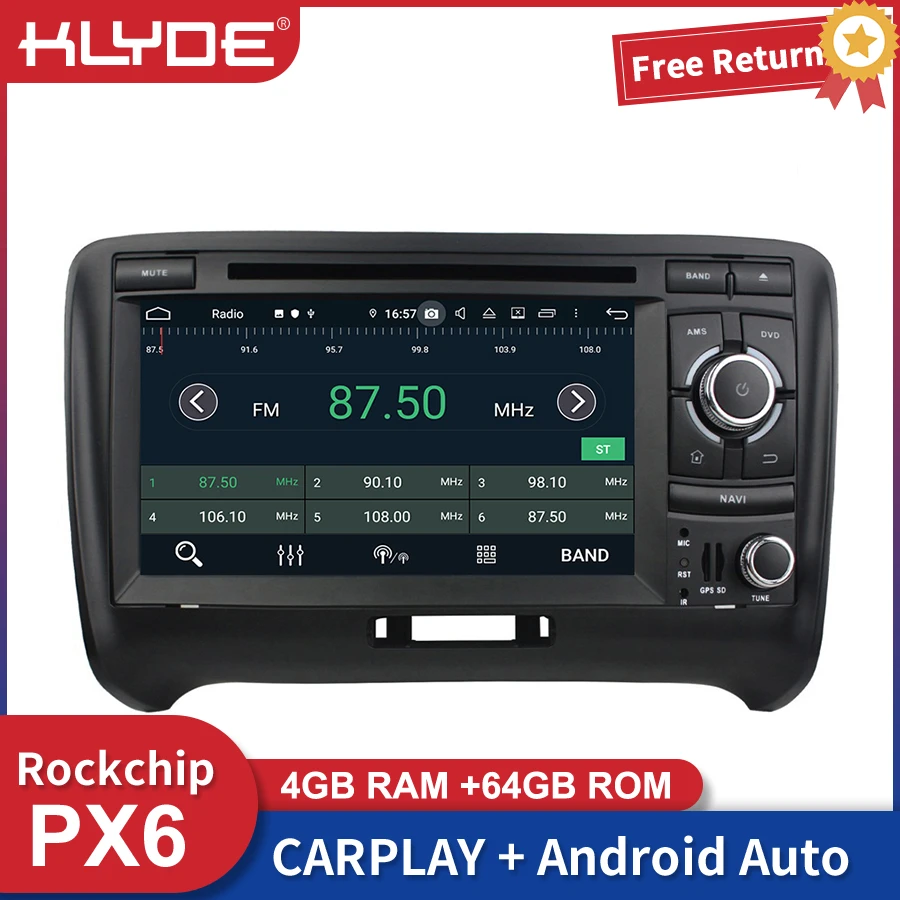 Автомагнитола Klyde PX6 стерео Android плеер для Audi TT 2006 2013 Carplay GPS-навигация