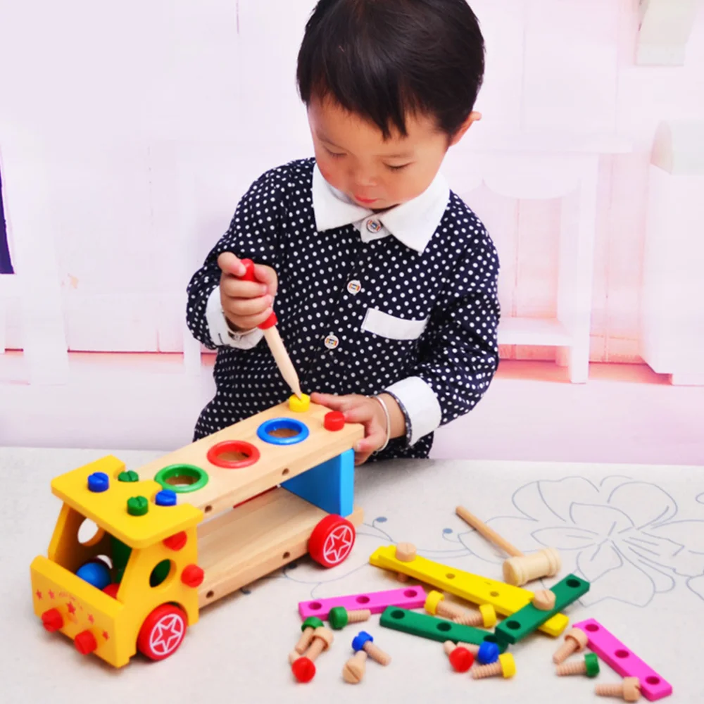 Деревянный винт автомобиля игрушки для детей грузовик деревянный собрать гайка
