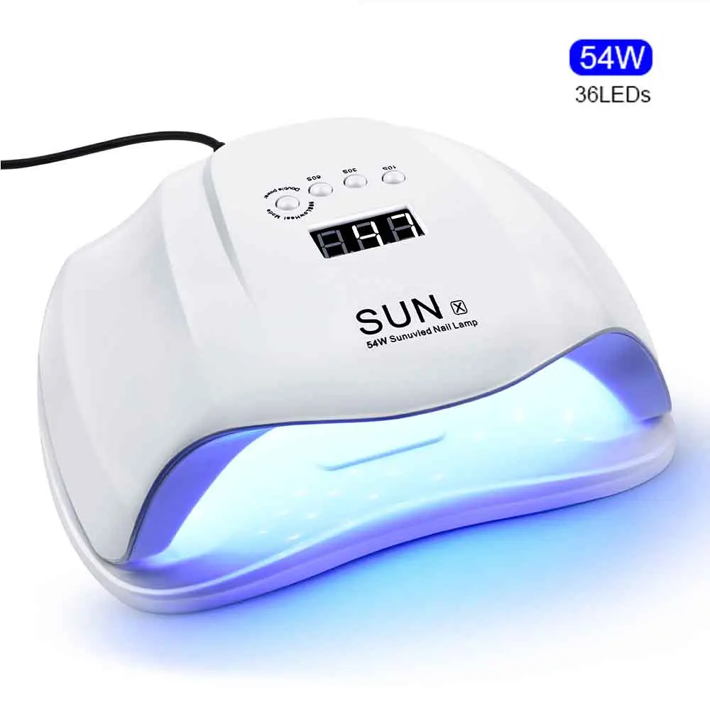 54W SUNX lamp 80 Вт 36 светодиодный s 2 в 1 Светодиодная УФ-лампа для ногтей индукция инфракрасного света 10/30/60/99s ногтей воздуховод всасывания 2 вентилятор пылесос для маникюра - Цвет: 54W SUNX lamp