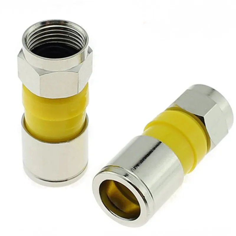 

Free Shipping 50pcs Copper Cable TV CATV Connector British F male 75-5F Four-shielded Connector for RG6