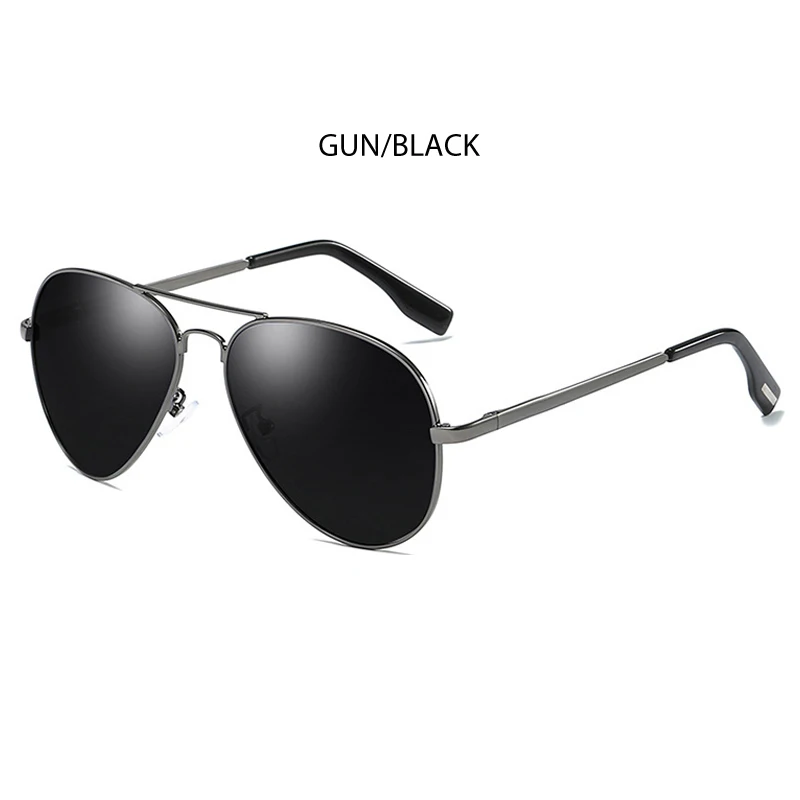 Gun Black FUQIAN, Классические поляризованные солнцезащитные очки пилота, мужские Модные металлические солнцезащитные очки, крутые черные солнцезащитные очки для вождения, UV400 - Цвет линз: Gun Black