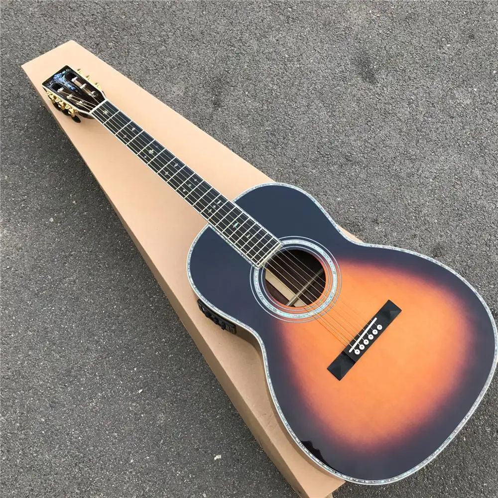 

Заводская sunburst 000 стиль акустической гитары, 39 дюймов елового реальные alalone цветок вставками ООО гитары