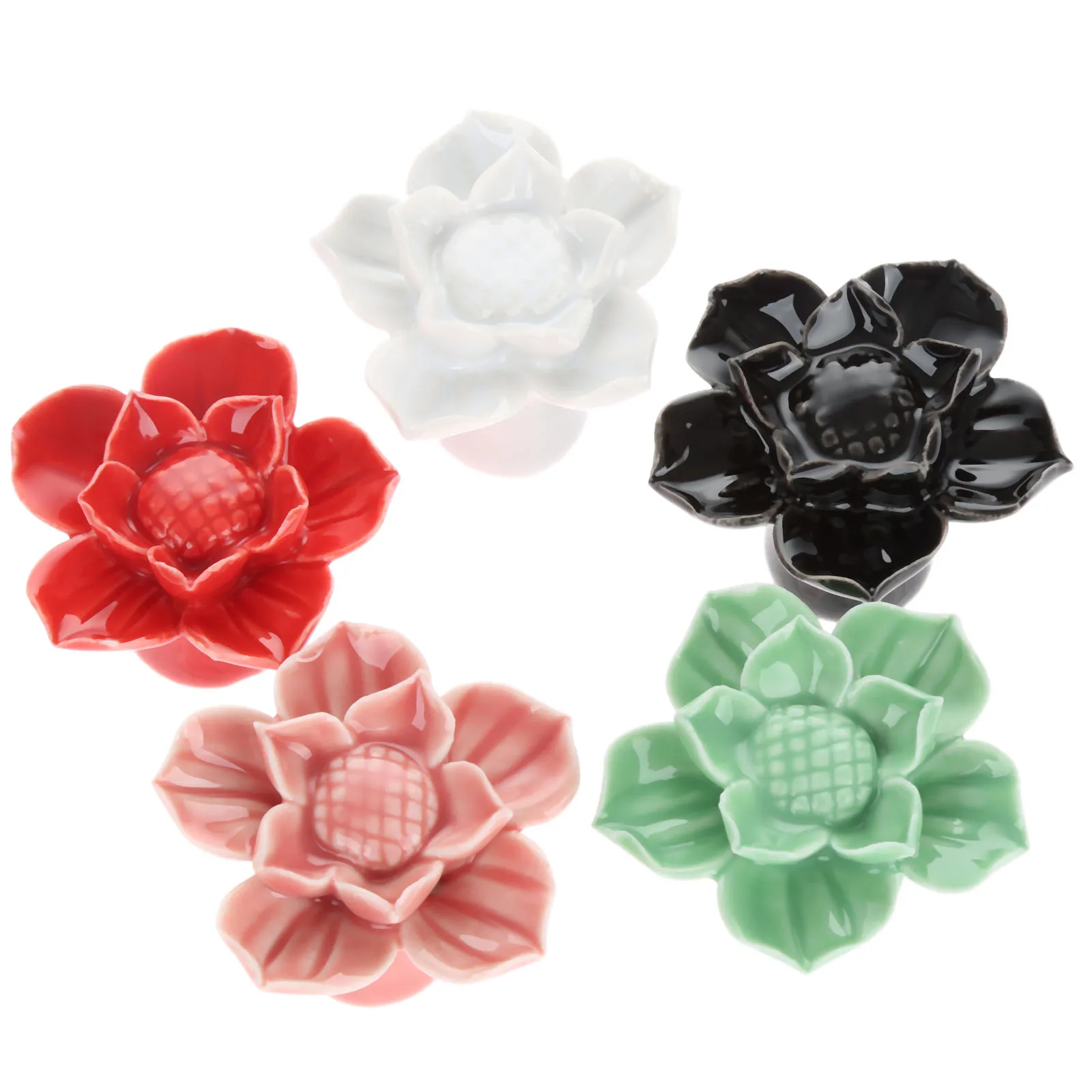 1 шт. керамическая ручка с цветком лотоса ручки мебели и шкафа дверной выдвижной