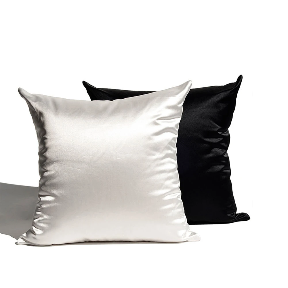 

New Smooth Silk Satin Pillowcase 45cm Solid Color Cushion Cover Home Decor Pillowcase Sofa Cushion Case with Hidden Zipper
