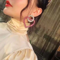 fashion womens crystal earrings colorful love pendant earrings luxury shiny rhinestone simple atmosphere girl earrings jewelry