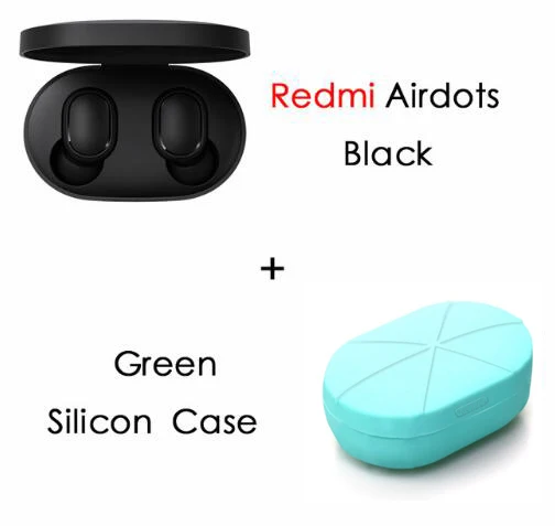 add green case Xiaomi Redmi Airdots Xiaomi беспроводные наушники Голосовое управление Bluetooth 5,0 шумоподавление управление - Цвет: add green case