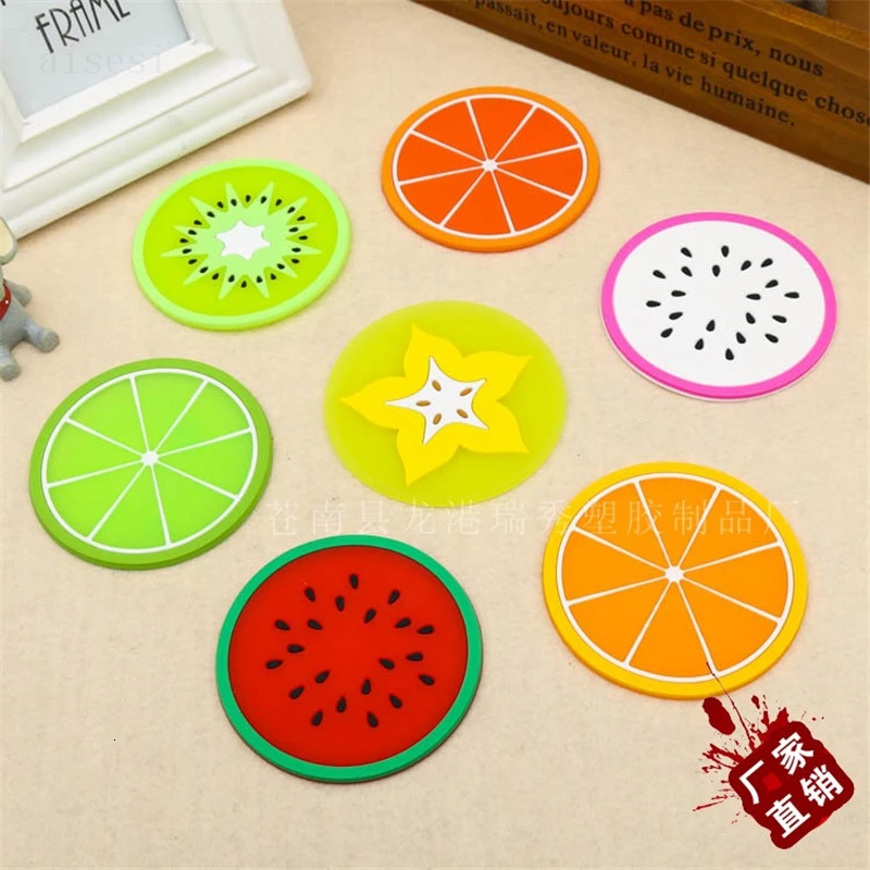 Новинка 1 шт. милая подставка в форме фруктов силиконовая под кружку нескользящая