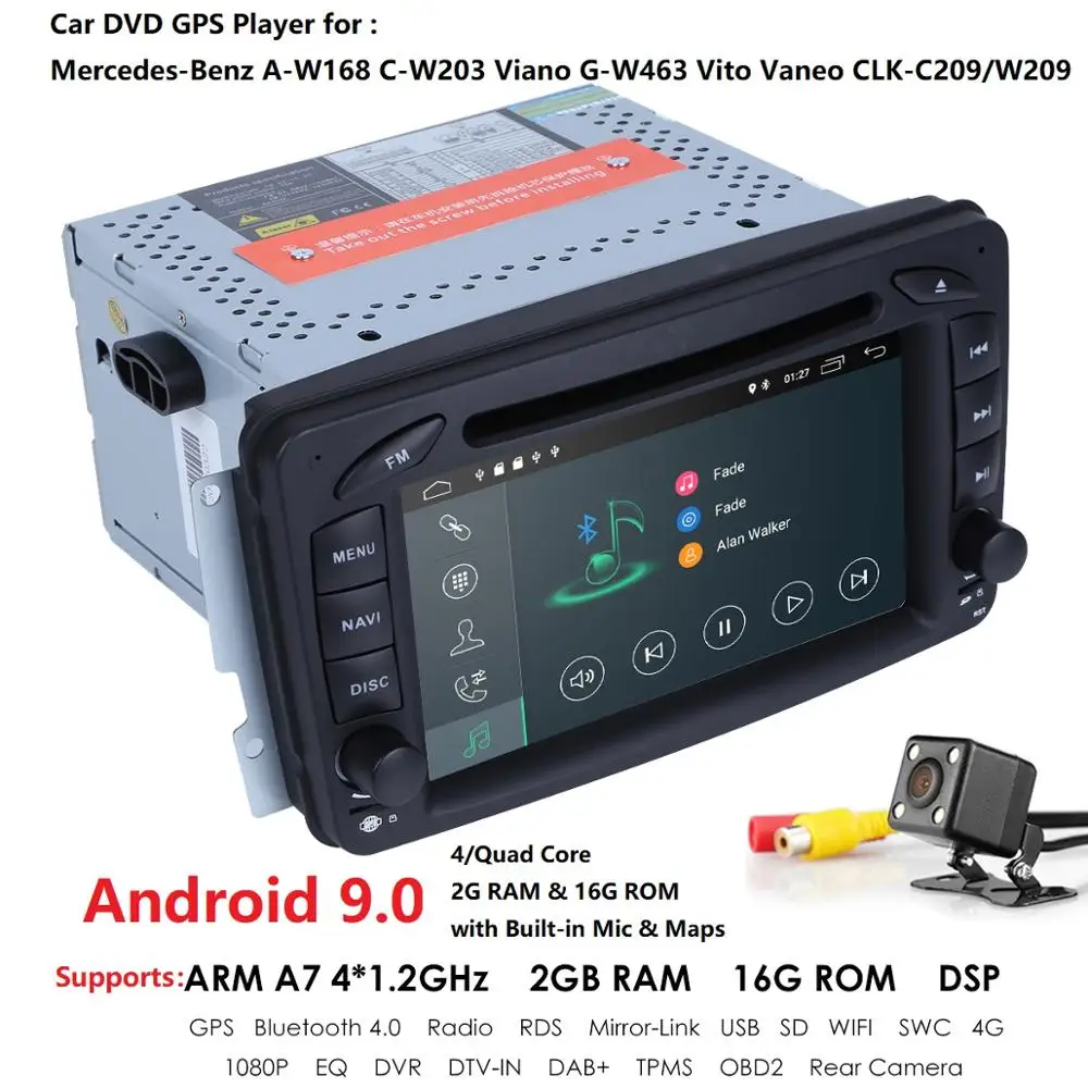 В наличии 7 &quotAndroid 9 1 автомобильный dvd-плеер для Mercedes Benz W209 W203 W463 Viano W639 Vito Wifi 4G GPS