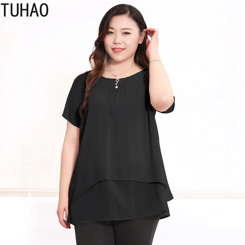Блузка TUHAO женская шифоновая рубашка большого размера 10XL 9XL 8XL розовая черная топ
