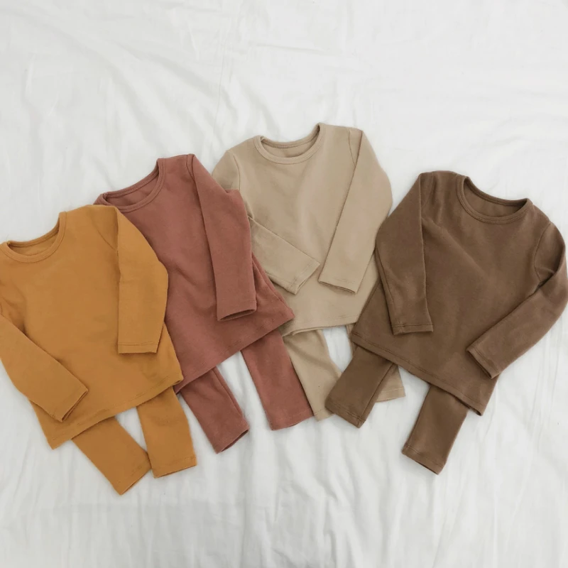 Весенние Мягкие хлопковые пижамы для маленьких мальчиков и девочек Комплект