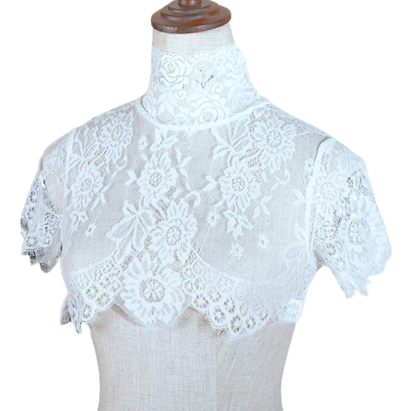 

Detachable Fake Collar Half Shirt Sexy Sheer Eyelash Floral Lace Dickey Choker