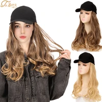 baseball cap with hair long wavy fake hair hat wig synthetic hair extensions hat with wig natural hairpiece for women