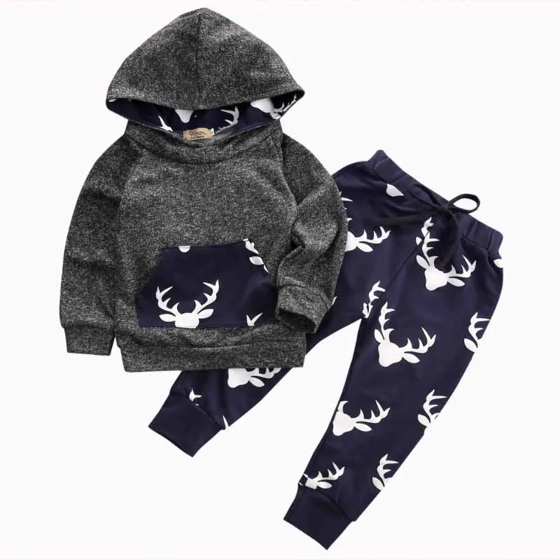 

Spring Autumn Fashion Baby Boy Clothes Baby Long Sleeve Fawn Pocket Hooded Jacket+pants 2pcs Tracksuit Baby Girls Clothing Set