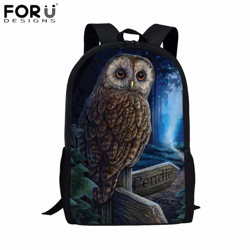 FORUDESIGNS/Школьный рюкзак с рисунком совы школьная сумка для детей книг девочек