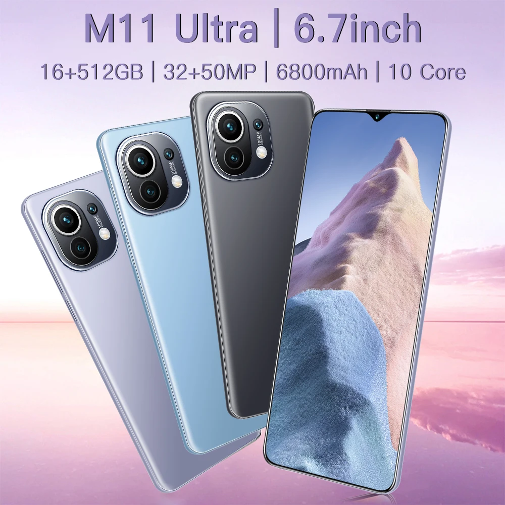 

XAOMI M11 Ultra 5G Snapdragon888 Smartphone 6.7Inch 50MP Deca Core 16G+512G Mobile Phone Dual SIM Undefined M11 Ultra Cellphone