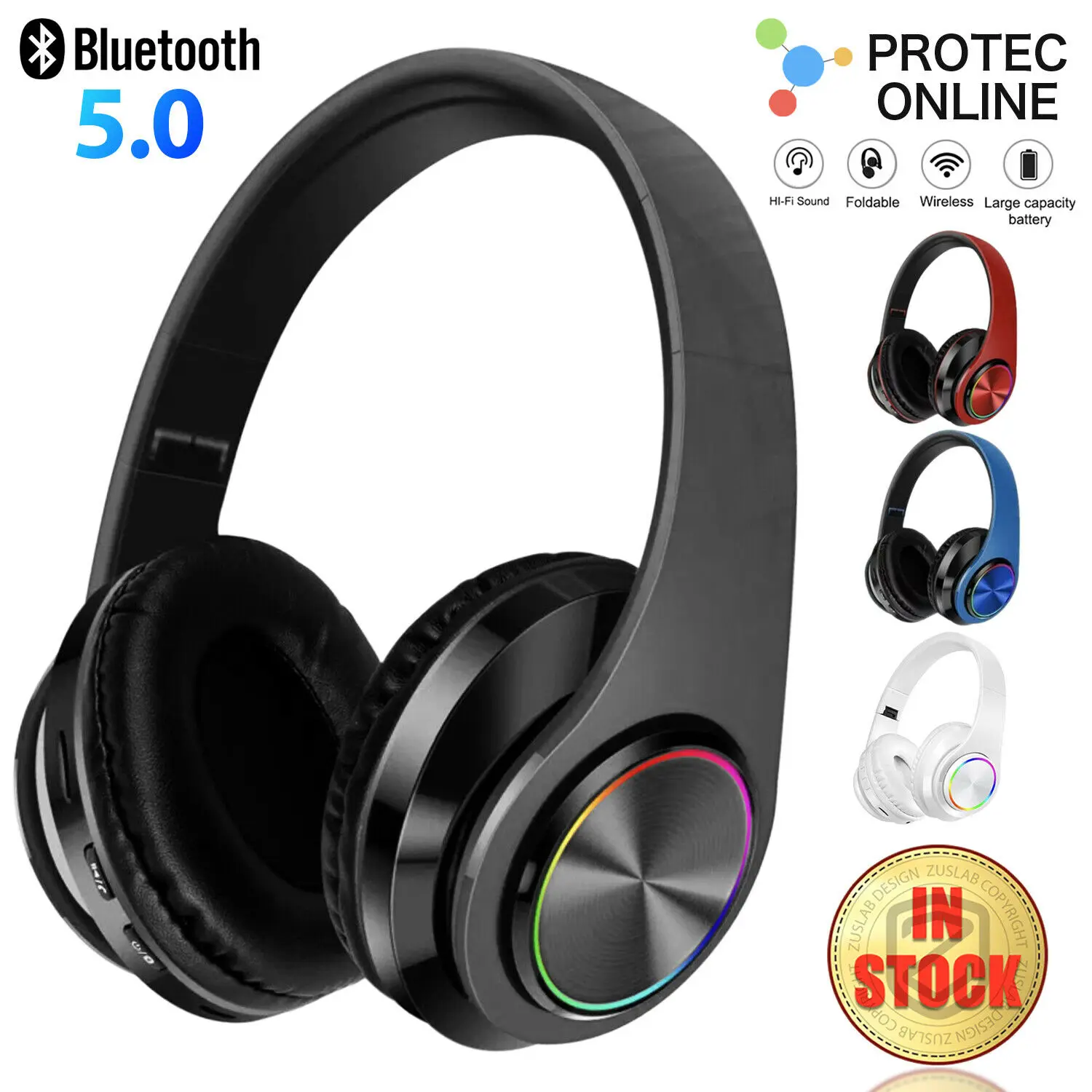

Bluetooth 5.0 Wireless Stereo Headphones Earphones For iPad Phone IOS Android