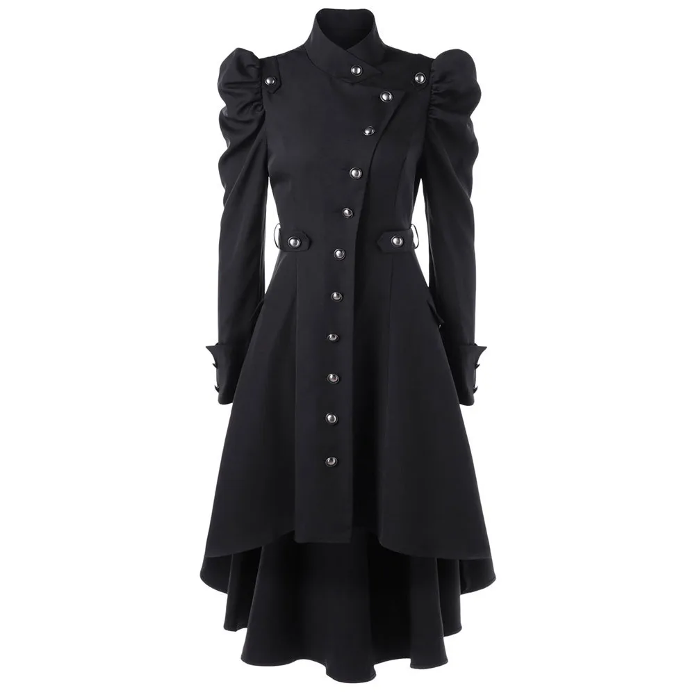 Женское винтажное пальто длинное в стиле стимпанк готическое Женская Куртка