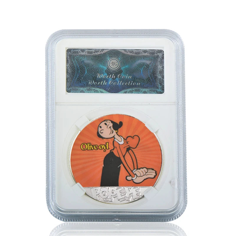 coin with case 6 WR Popeye Посеребренная металлическая копия монет мультяшный персонаж копия монеты коллекционные вещи Россия Подарки на день рождения сувениры - Цвет: coin with case 6