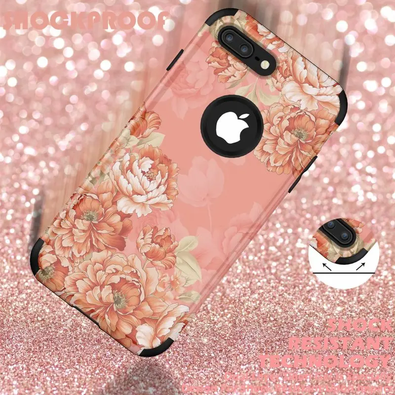 Роскошный Жесткий чехол 3 в 1 для IPhone X Xs max XR жесткий телефона цветочный дизайн ПК