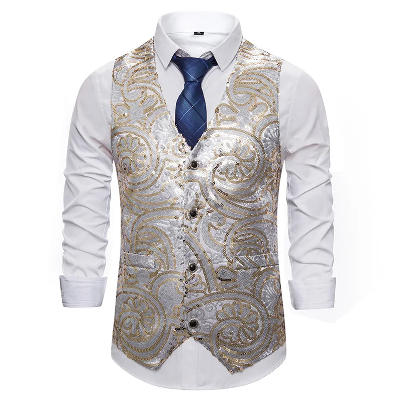 Luxury Glitter Blazer Men Fashion Golden Silver Sequin Single Button Blazer Hombre Nightclub Stage Slim Fit Mens Christmas Suit - Цвет: M88-Silver